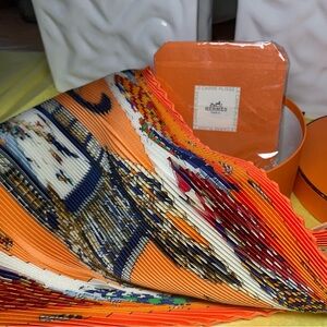 Hermès Multicolor Pleated Scarf